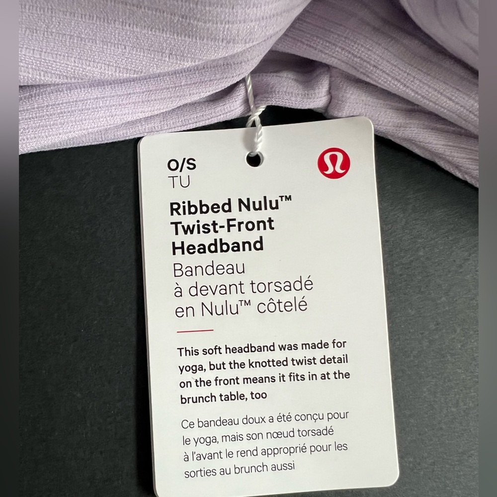 Lululemon NWT Ribbed Nulu twist front headband (bandeau) lavender one size - Picture 2 of 6